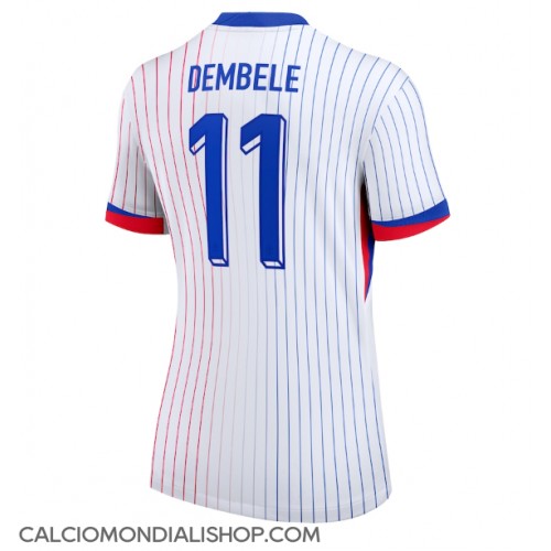 Maglie da calcio Francia Ousmane Dembele #11 Seconda Maglia Femminile Europei 2024 Manica Corta